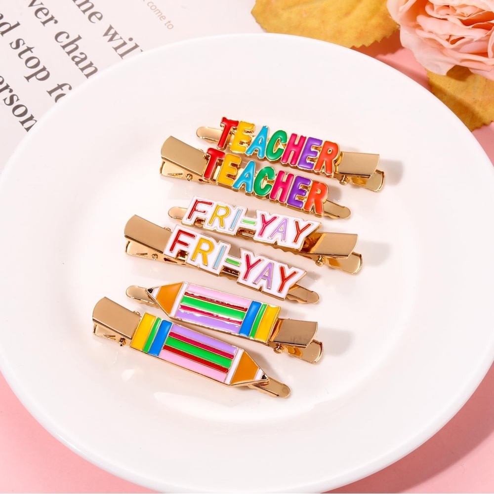 Colorful Teacher & Fri-Yay Hair Clip Set